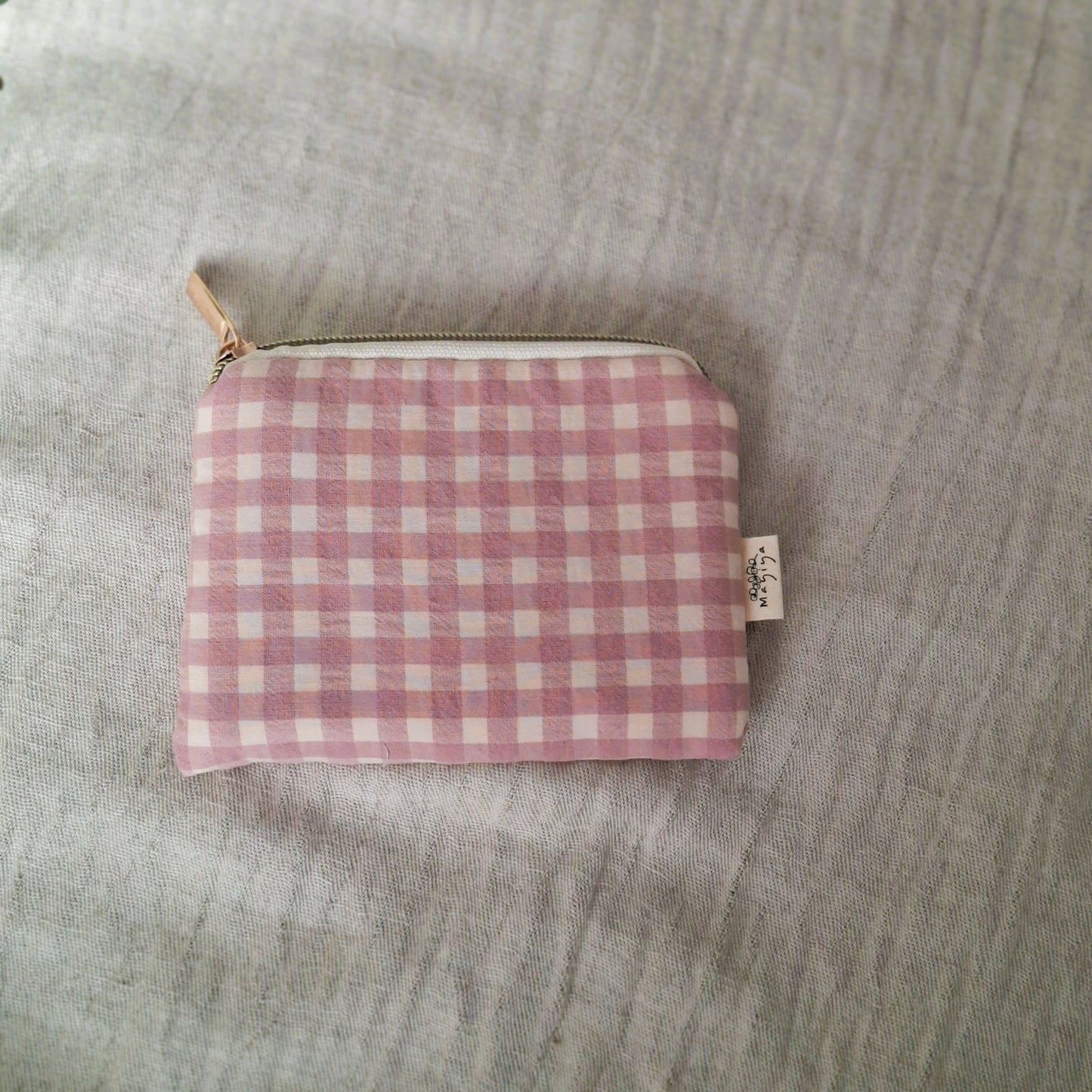 Monedero Vichy Malva de algodón con cremallera y forro impermeable