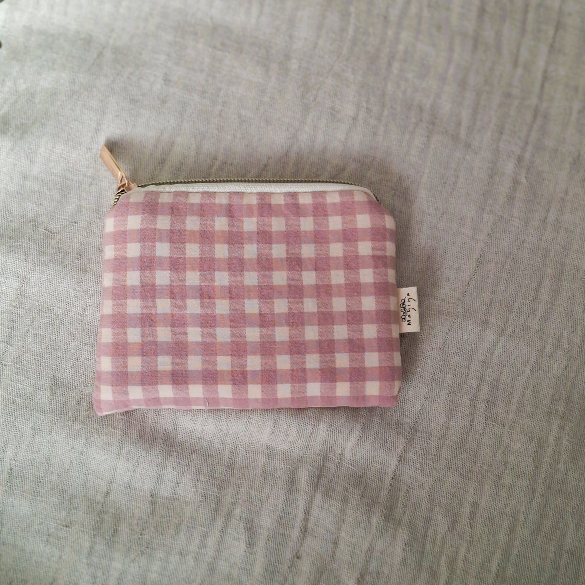 Monedero Vichy Malva de algodón con cremallera y forro impermeable