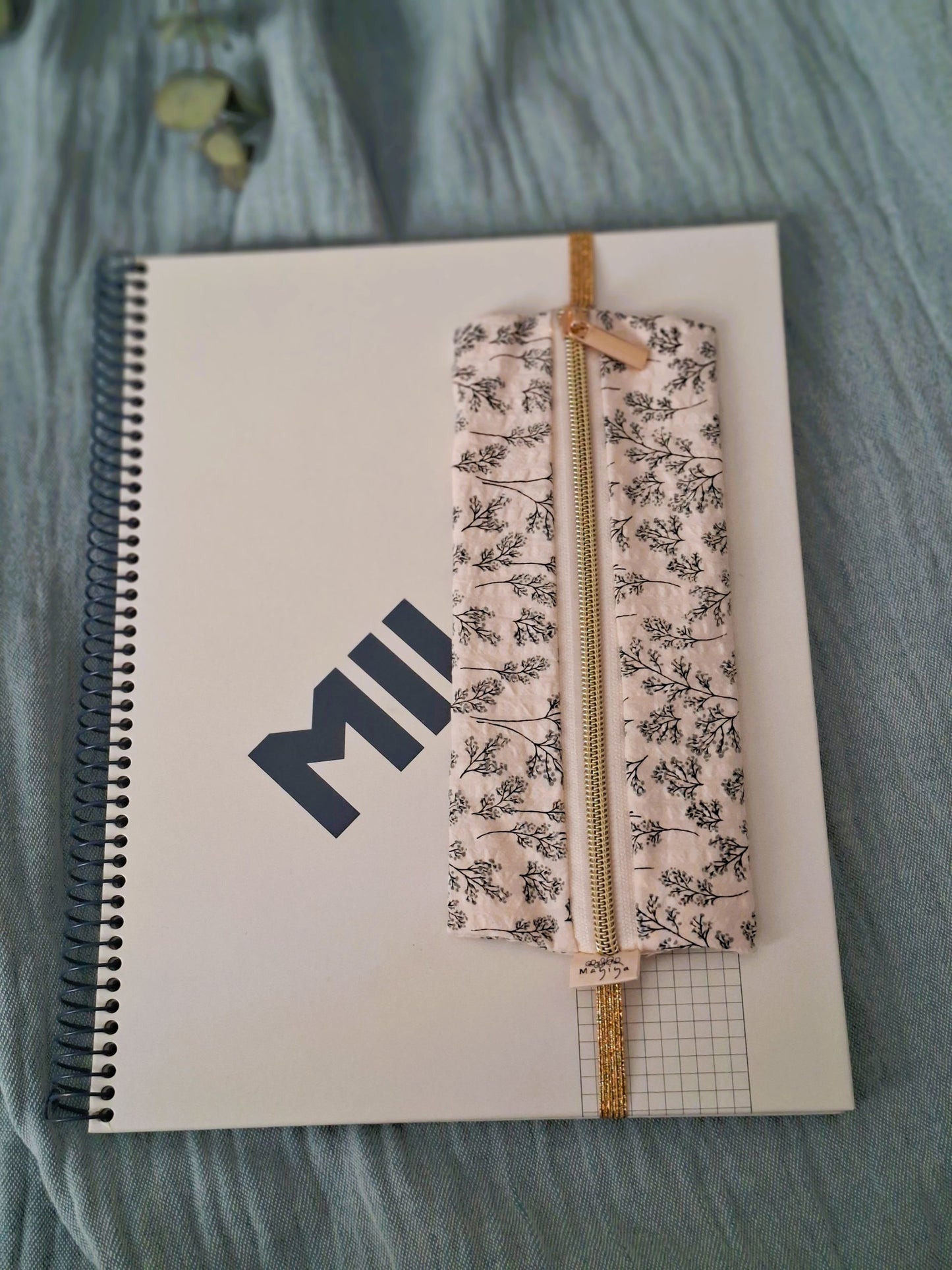 Estuche plano Seersucker Floral Vintage