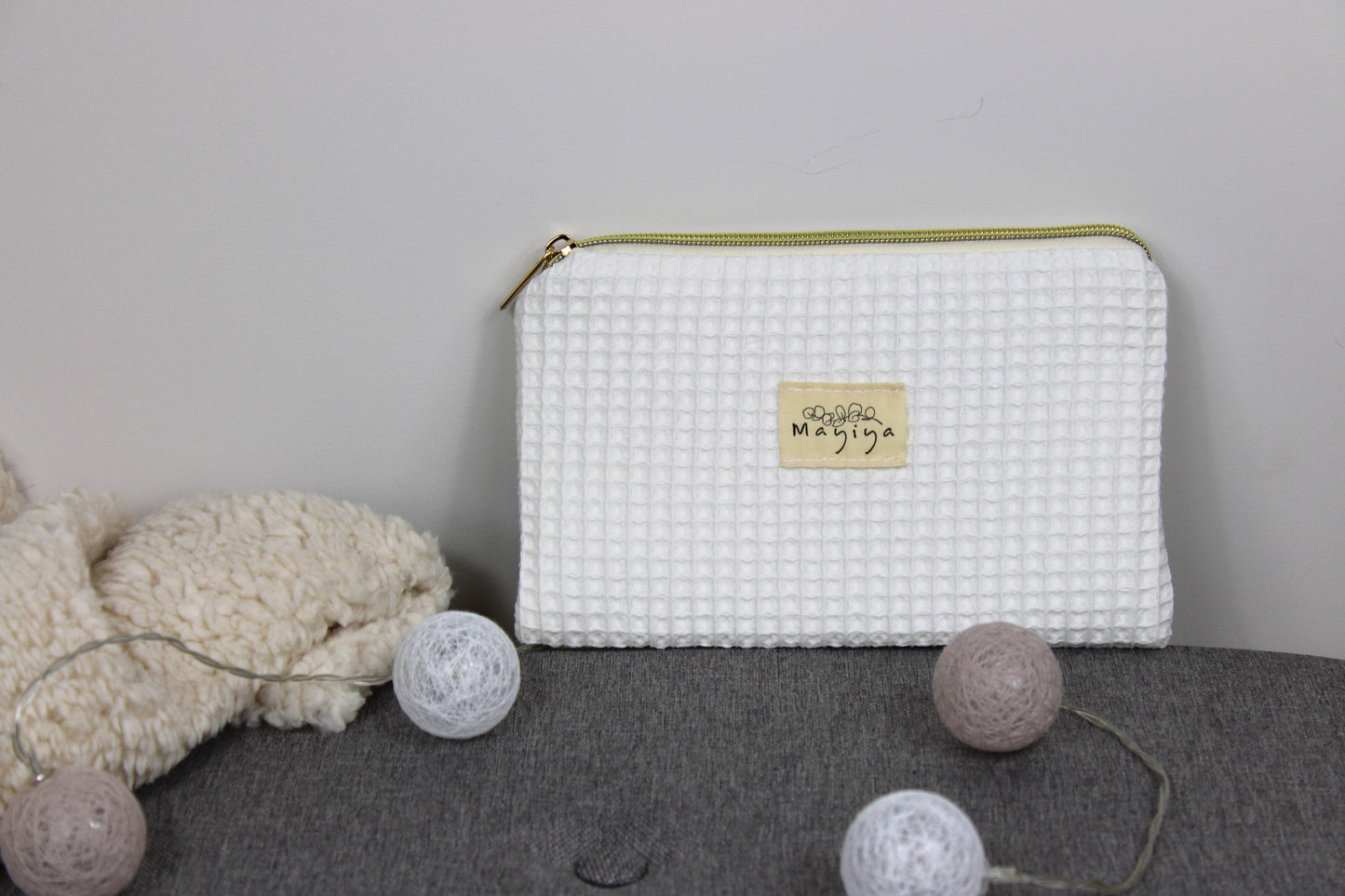 Bolsa de Aseo de Waffle Blanco