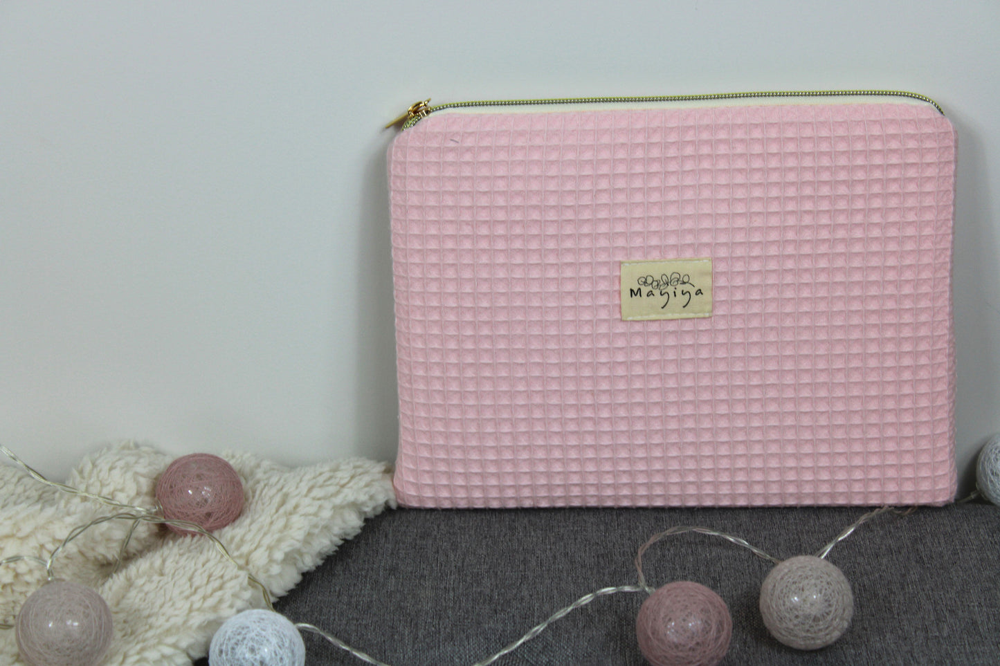 Bolsa de Aseo de Waffle Rosa Clarito