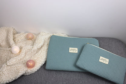 Bolsa de Aseo de Waffle Verde Empolvado