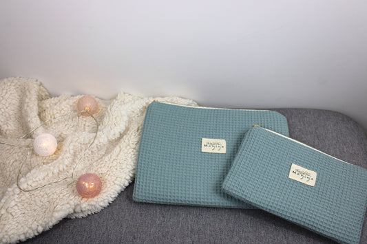 Bolsa de Aseo de Waffle Verde Empolvado