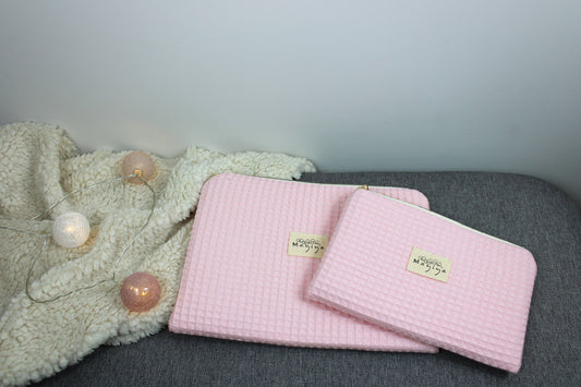 Bolsa de Aseo de Waffle Rosa Clarito