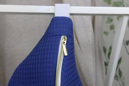 Riñonera de Tela Waffle Azul Índigo