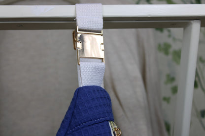 Riñonera de Tela Waffle Azul Índigo