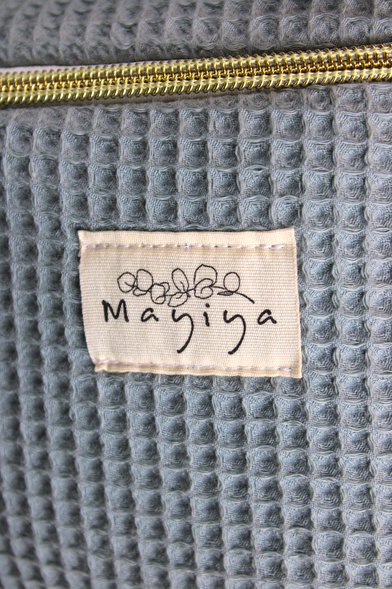 Riñonera de Tela Waffle Verde Empolvado