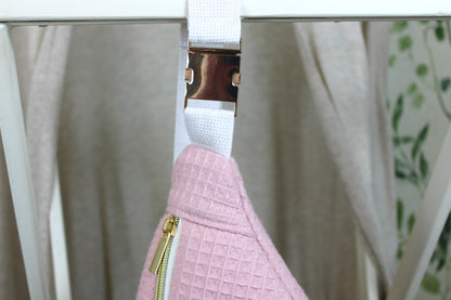 Riñonera de Tela Waffle Rosa Empolvado