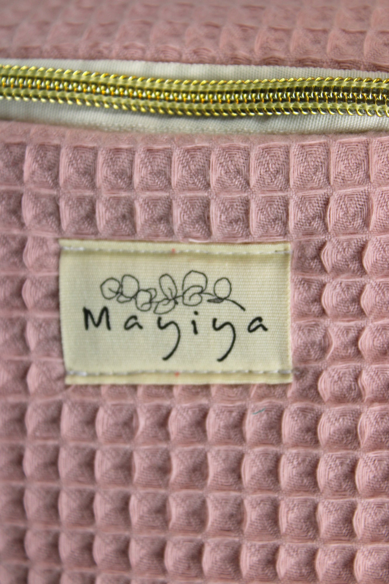 Riñonera de Tela Waffle Rosa Empolvado
