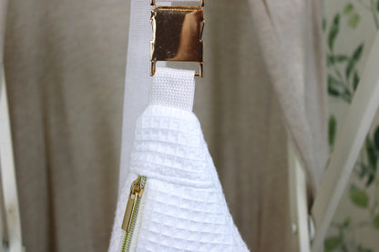Riñonera de Tela Waffle Blanca