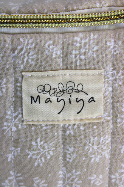 Riñonera de Tela Beige con Motivos Florales