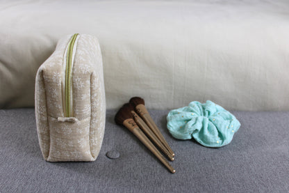 Neceser Tela Beige con Motivos Florales