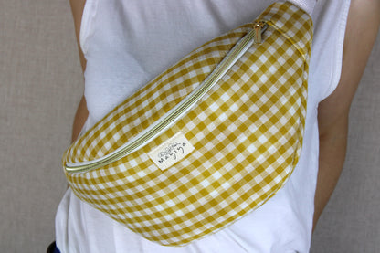 Riñonera de Muselina Vichy Mostaza