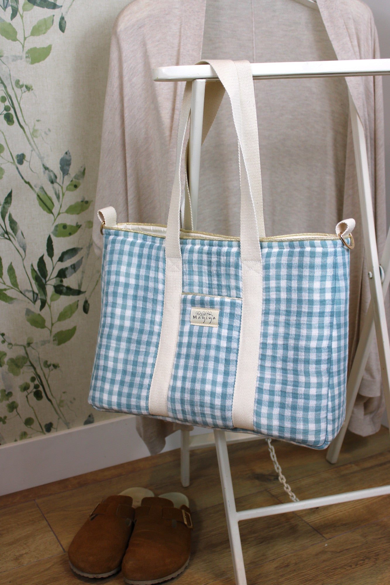 Bolso de Paseo Vichy Verde Agua