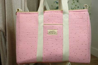 Bolso de Paseo Rosa Topos Dorados