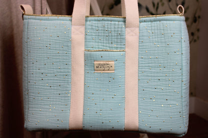 Bolso de Paseo Verde Menta Topos Dorados