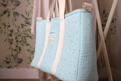 Bolso de Paseo Verde Menta Topos Dorados