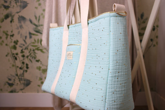 Bolso de Paseo Verde Menta Topos Dorados