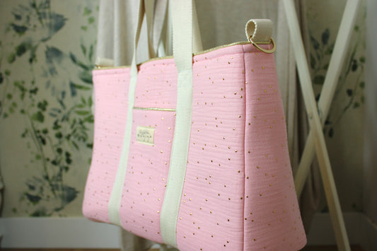 Bolso de Paseo Rosa Topos Dorados