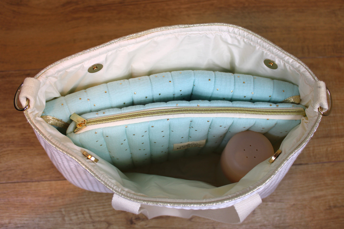 Bolso de Paseo Rosa Topos Dorados