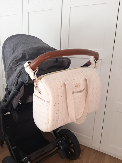 Bolsa de Maternidad Crudo Topos Dorados