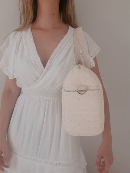 Bolsa de Maternidad Crudo Topos Dorados